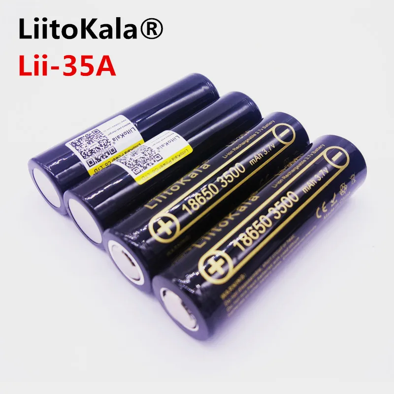 4 шт. оригинальные LiitoKala Lii-35A 3,7 V 3500mAh NCR18650 10A разрядные аккумуляторные батареи для Sanyo 18650 батареи/БПЛА