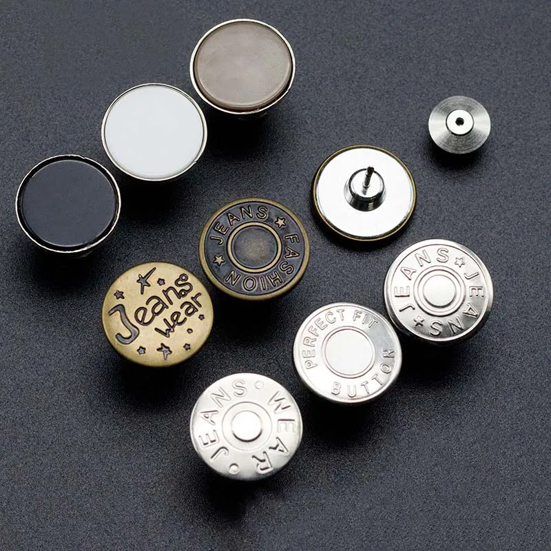 

1pcs without sewing exempt nail jeans button metal plating crafts round buttons for clothing handmade denim jacket