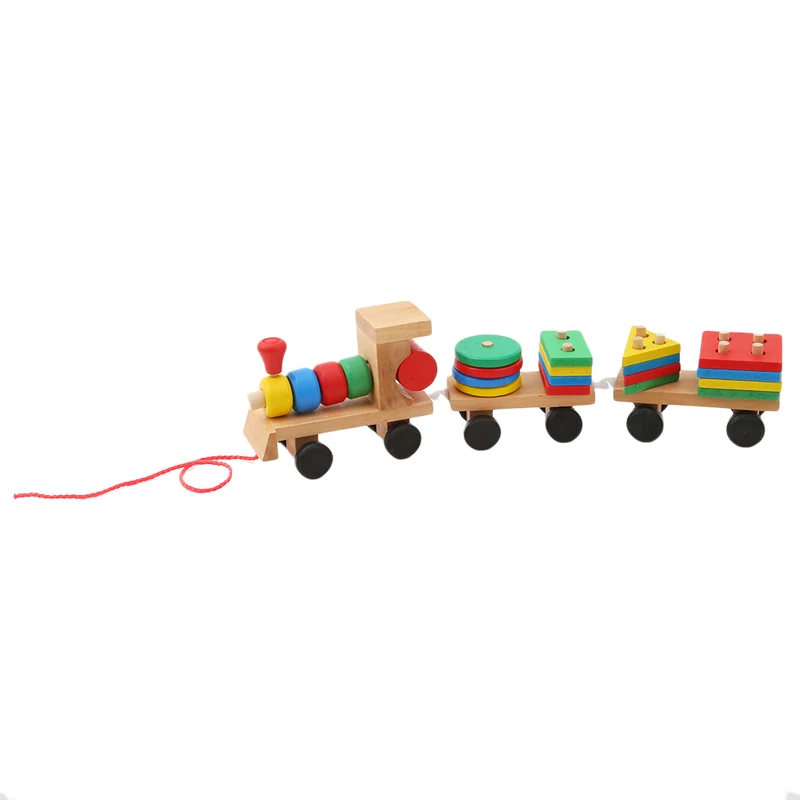 Hot Selling in Kids Baby Developmental Toys Wooden Train Truck Set Geometric Blocks Wonderful Gift Toy Drop Shipping