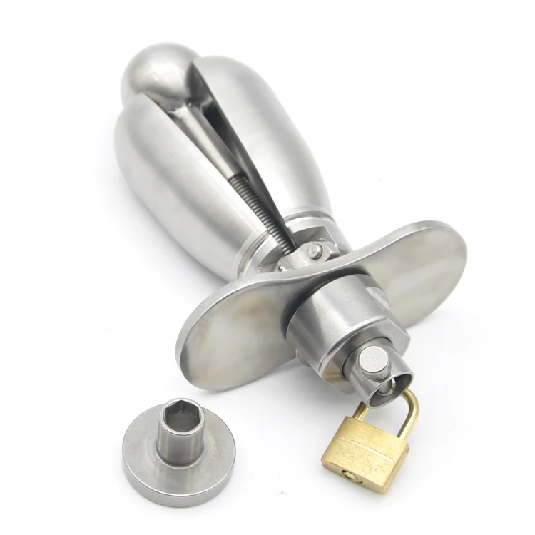 The Stainless Steel Deluxe Stretching Lock Chastity Device