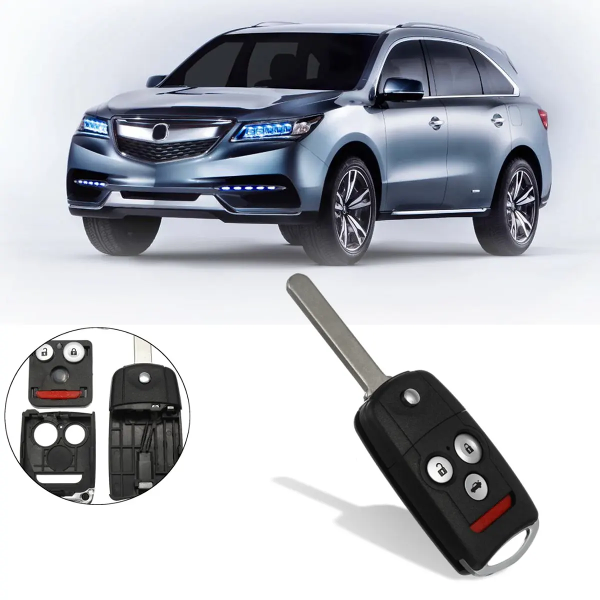 

3+1 Buttons Remote Flip Car Key Fob Shell Case w/ Uncut Blade For Honda/Accord/Acura TL TSX MDX RDX ZDX 2011 2012 2013 2014