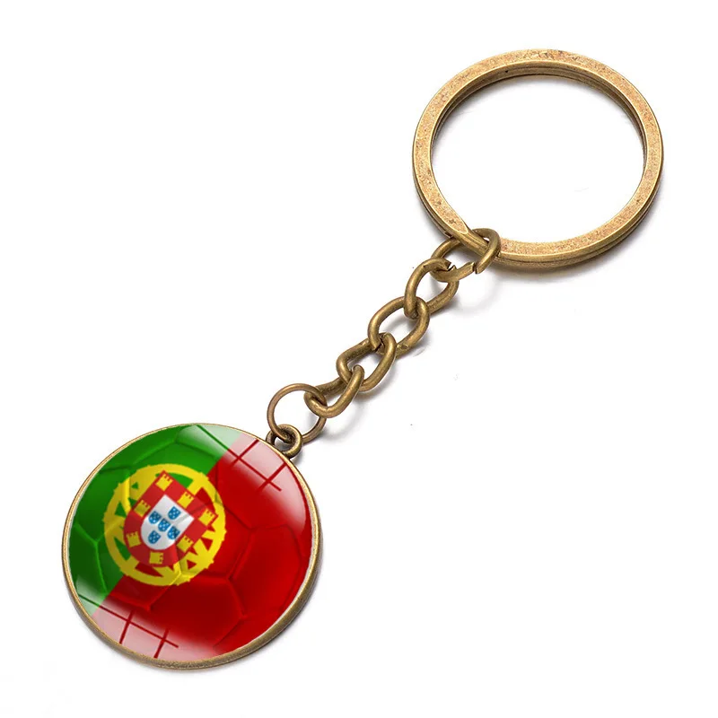 SONGDA футбольный игровой флаг с логотипом стеклянный кабошон кулон брелок Италия Бельгия Россия Португалия Футбольный флаг страны любителей - Цвет: Portugal 2