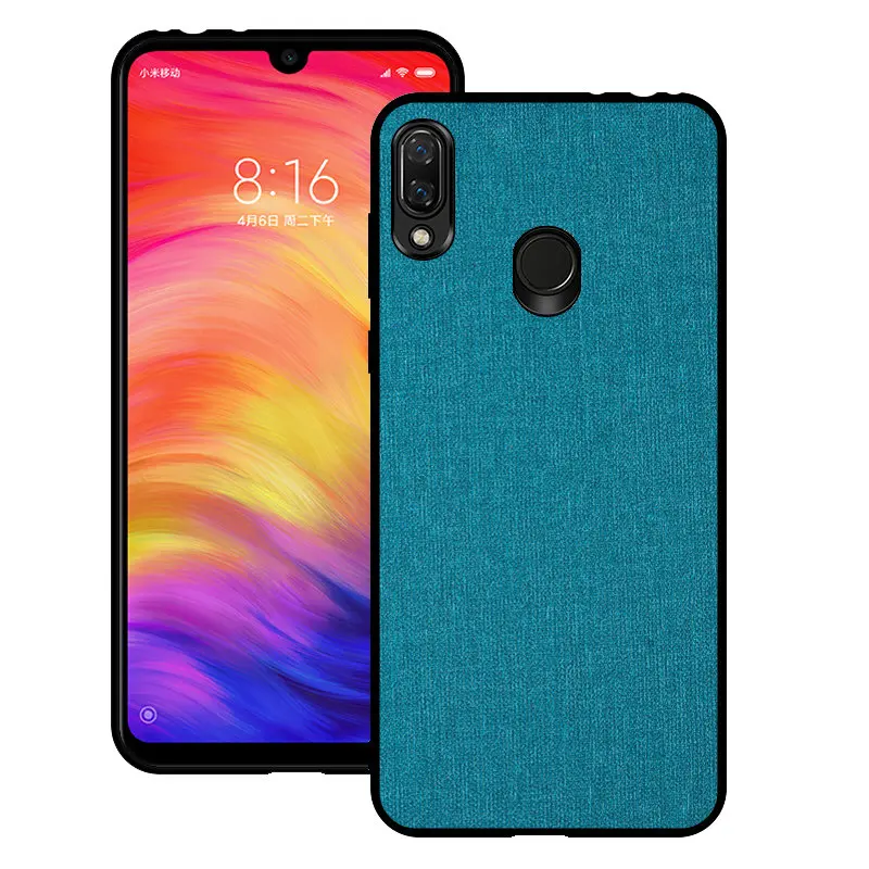 

Luxury Fabric Canvas Cloth Hard Back Cover For Xiaomi Redmi Note 7 Case Soft TPU Edge Smart Phone Accessories Redmi Note 7 Coque