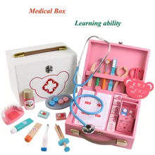 23 шт., деревянные детские забавные игрушки, игровые наборы доктора, симуляция, медицинская коробка, Pretent Doctor Toys, стетоскоп, инъекции, подарки для детей