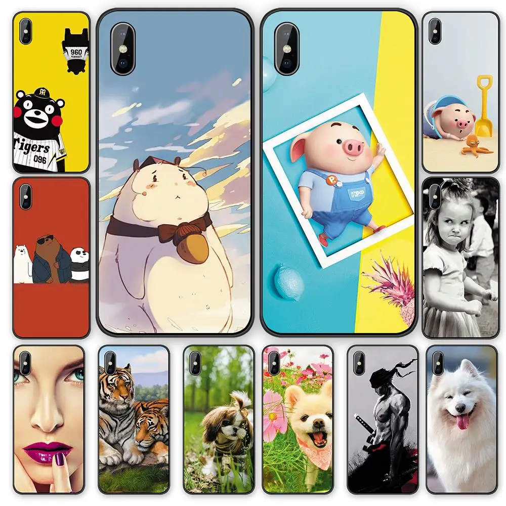 Силиконовый чехол для телефона из ТПУ с забавными животными и цветами iphone XR 6 7 X