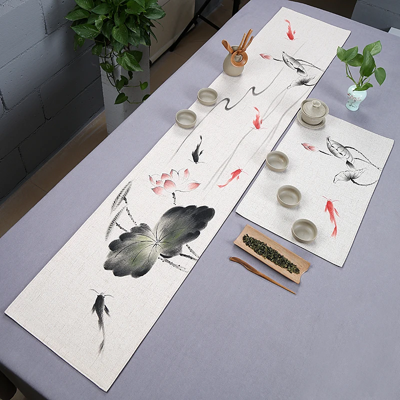 Китайский стиль, ручная работа, окрашенный птичий цветок сливы, хлопок, лен, настольная дорожка, украшение офисного стола, коврики, столовые приборы для дома
