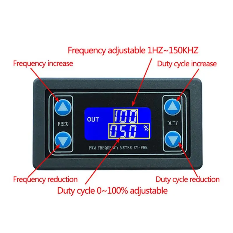 1Hz-150Khz 3.3V-30V PWM Board Module Signal Generator PWM Pulse Frequency Duty Cycle Adjustable Module LCD Display 1Hz-150Khz 3.3V-30V PWM Board Module Signal Generator PWM Pulse Frequency Duty Cycle Adjustable Module LCD Display