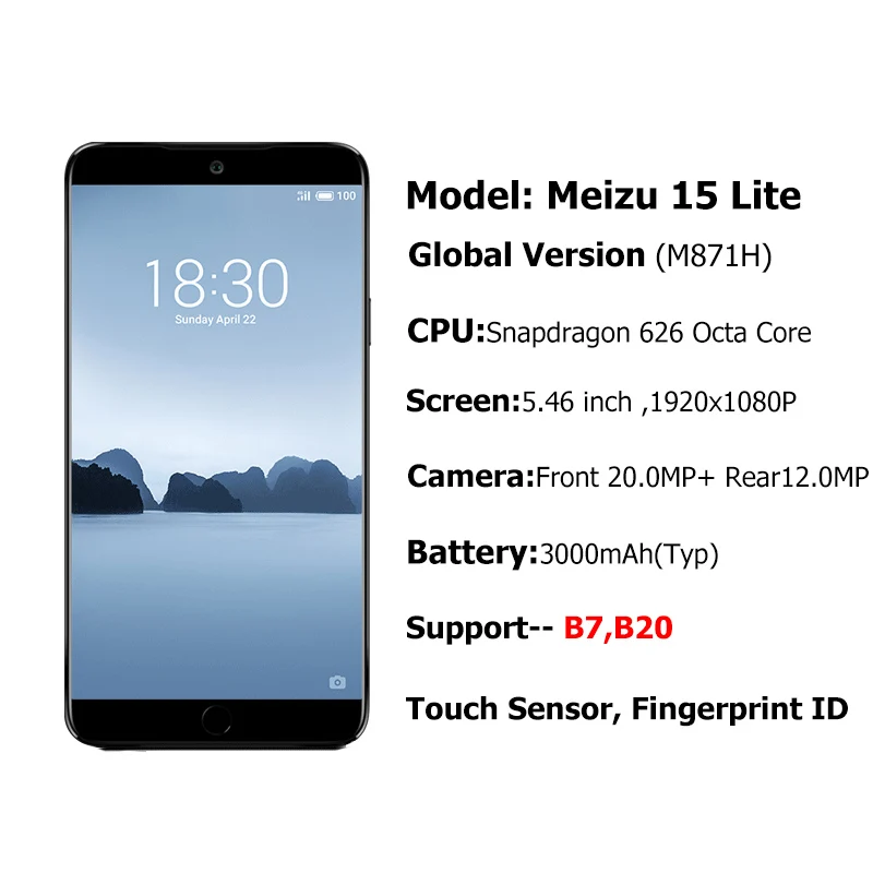 Meizu 15 Lite, 4 Гб, 32 ГБ, 64 ГБ, глобальная версия, мобильный телефон, Восьмиядерный процессор Snapdragon 626, большой экран, мобильный телефон, отпечаток пальца, ID