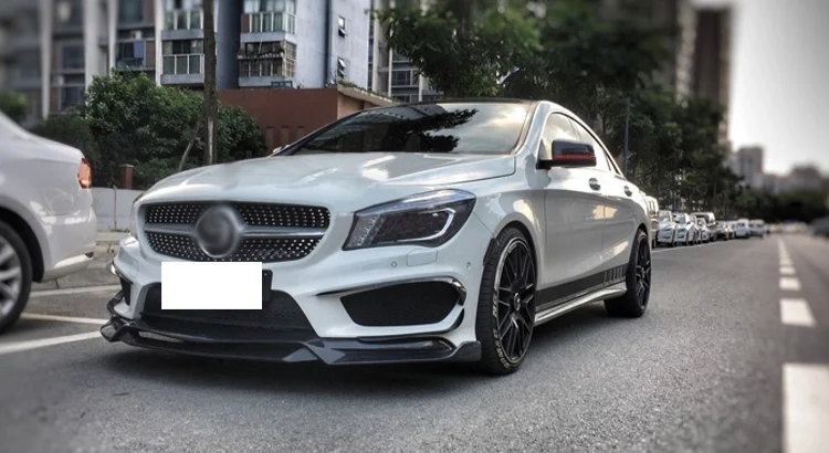 R1 Стиль углеродного волокна передний губы бампер спойлер сплиттер для Mercedes Benz W117 CLA AMG CLA45 стайлинга автомобилей