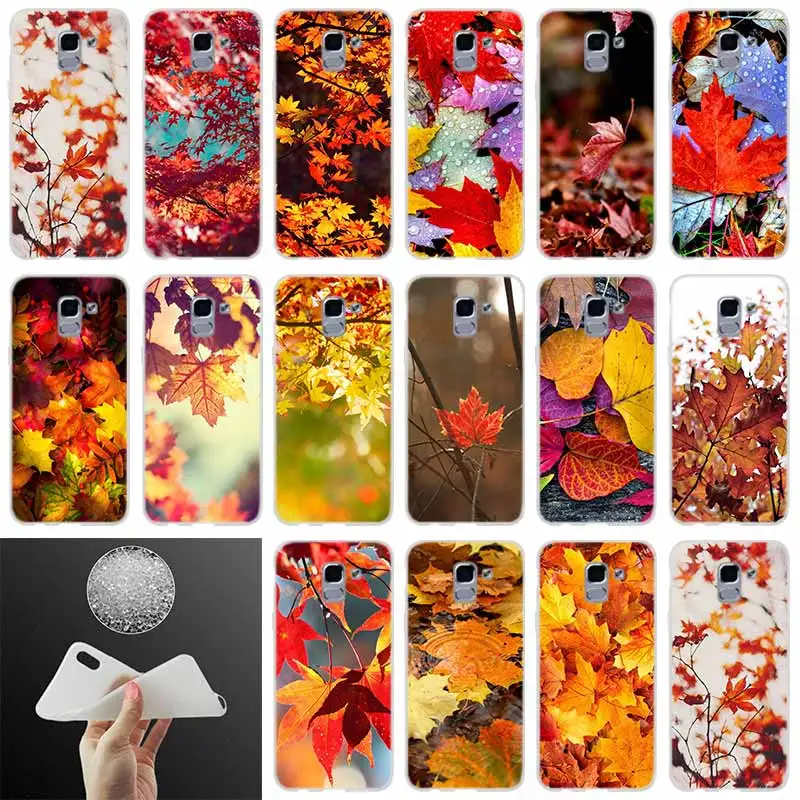 

silicone Phone Cover Autumn fall Maple Leaves scenery FOR Samsung Galaxy J6 J4 J8 J7 2018 Plus J3 J5 J7 Prime Pro 2017 2016 case