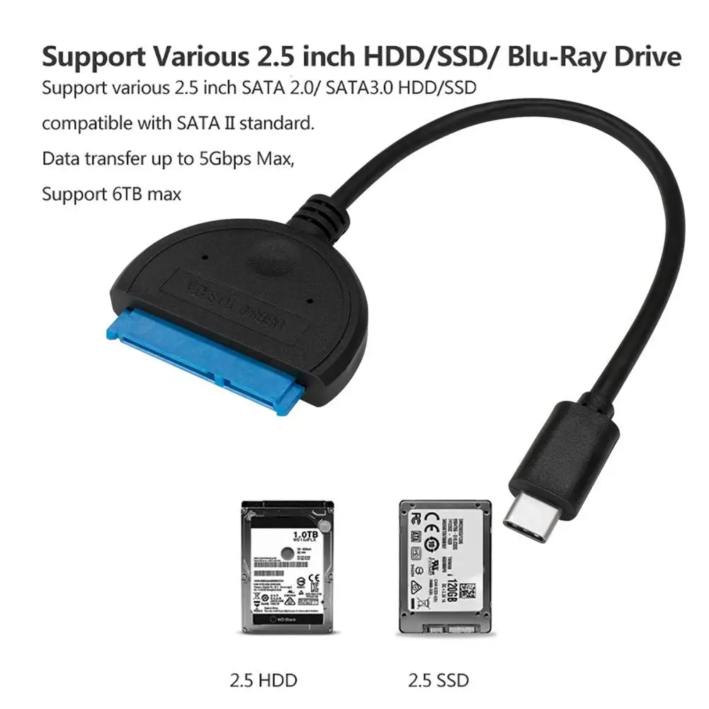 Кабель адаптер USB C к SATA кабель соединитель для внешнего жесткого диска 2 5 дюйма 3