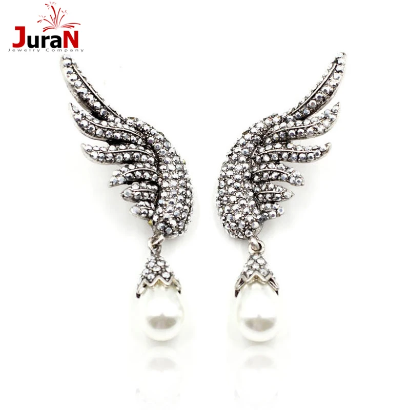 JURAN фирменный дизайн массивные модные серьги-гвоздики для женщин Имитация жемчуга Серьги с крыльями заводская цена, серьги E1208