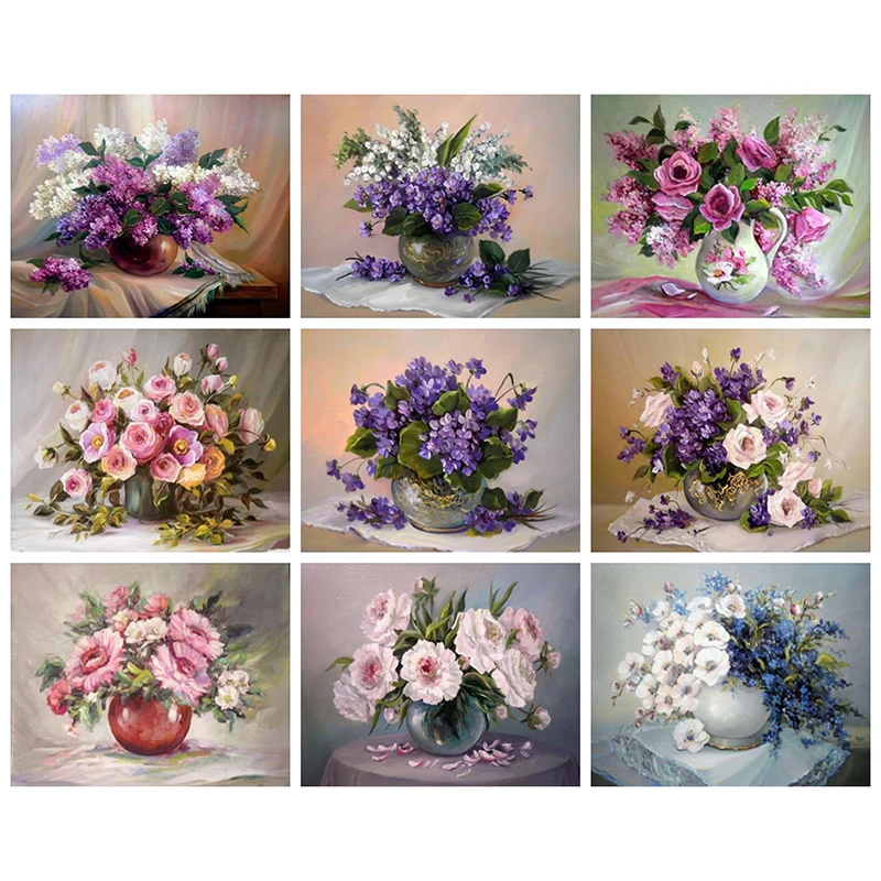 

Diy diamond painting flower diamond cross stitch crystal square diamond sets unfinished full diamond embroidery oil painting