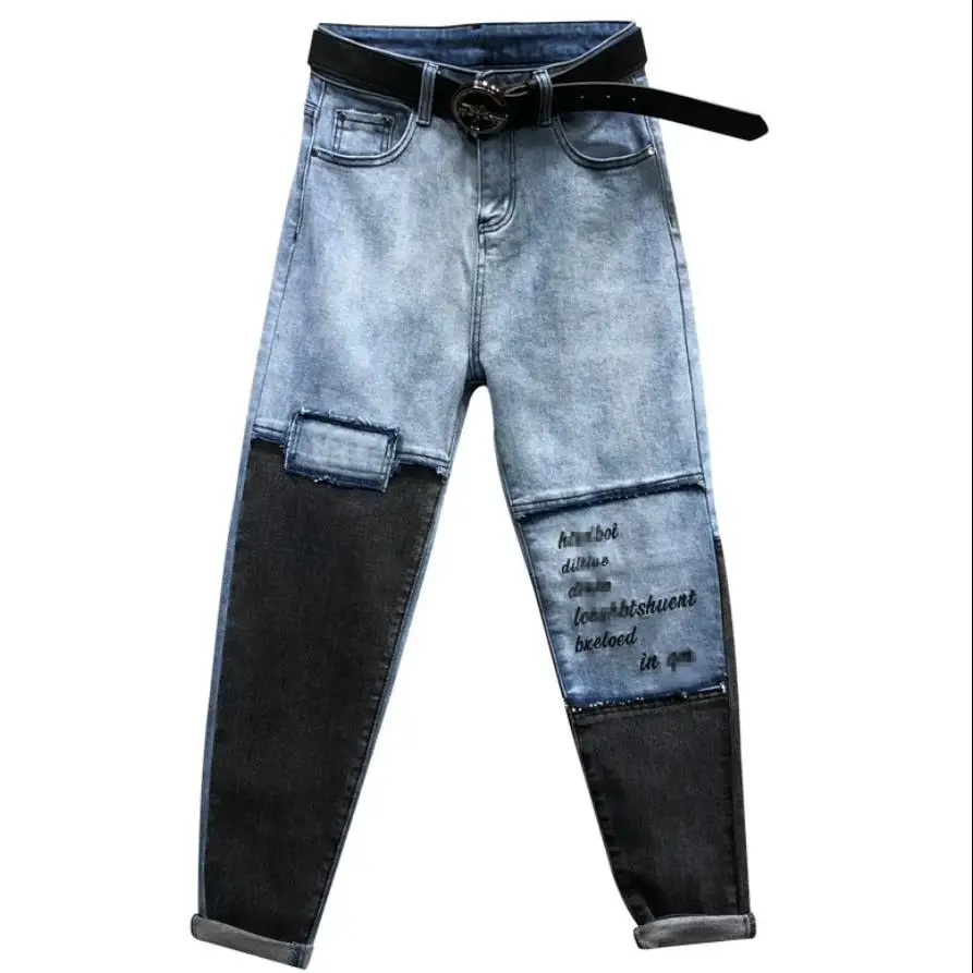 Весенние свободные джинсы с вышивкой jeasn хитовых цветов, женские джинсы с вышитыми буквами размера плюс