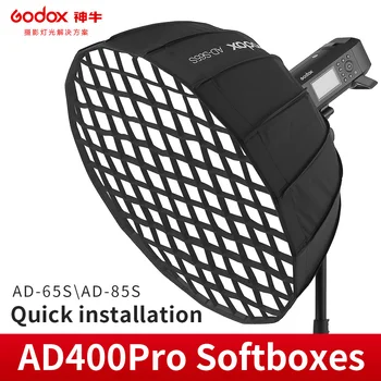 

Godox AD-S65S 65cm Deep Parabolic Softbox Inside Silver with Honeycomb Grid Godox Mount Softbox for AD400PRO Flash