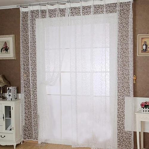 

White Window Panel Drape Curtains Curtain Door Room Divider Sheer Voile Curtain