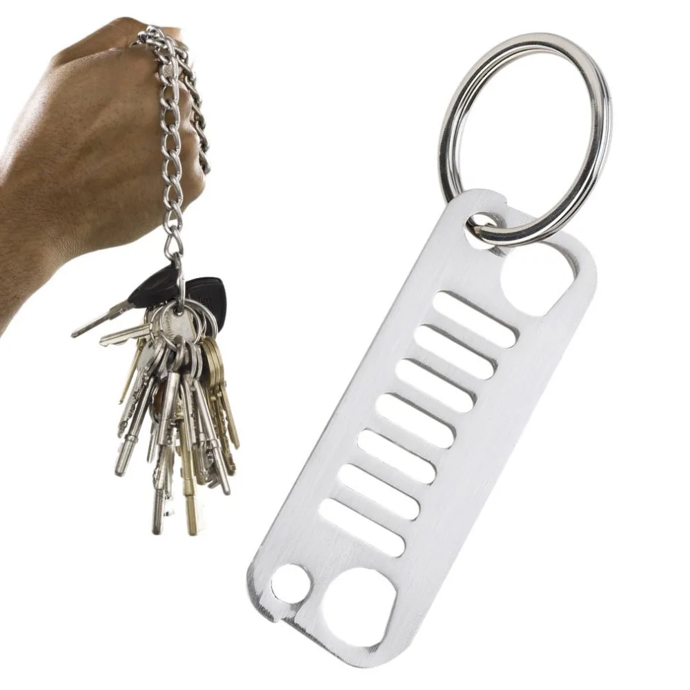 

1pc Stainless Steel Front Bumper Grill Shape Key Chain Key Ring