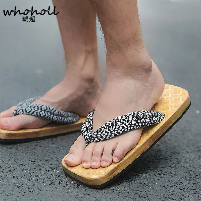 WHOHOLL Geta/японские деревянные тапочки; мужские сандалии; деревянные шлепанцы; шлепанцы на толстой подошве; сандалии на платформе; коллекция года; сезон лето