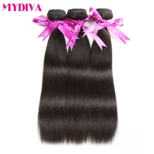 Mydiva Brazilian Straight Human Hair 3 Bundles Natural Color Hair Weave Extension Non Remy Hair Bundles 3Pcs/Lot 10-28 Inch