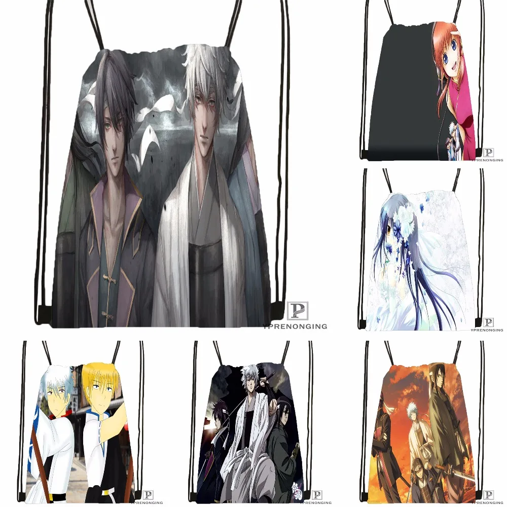 Custom Gintama Anime Drawstring Backpack Bag Cute Daypack Kids Satchel Black Back 31x40cm 180531 01 48