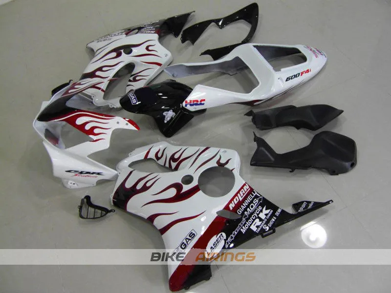 

New Bodywork ABS fairings Kits Fit for HONDA Injection molded CBR 600 F4i FS 01 02 03 CBR600 2001 2002 2003 white red flame