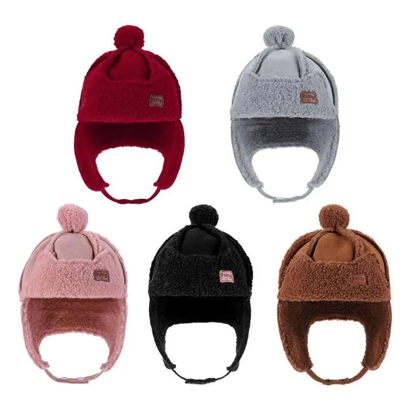

Newborn Baby Fashion Lei Feng Hat Suedette Winter Warm Hat Adjustable Ear Cap Cute Solid Color Earmuffs Girls Boys Care Hat