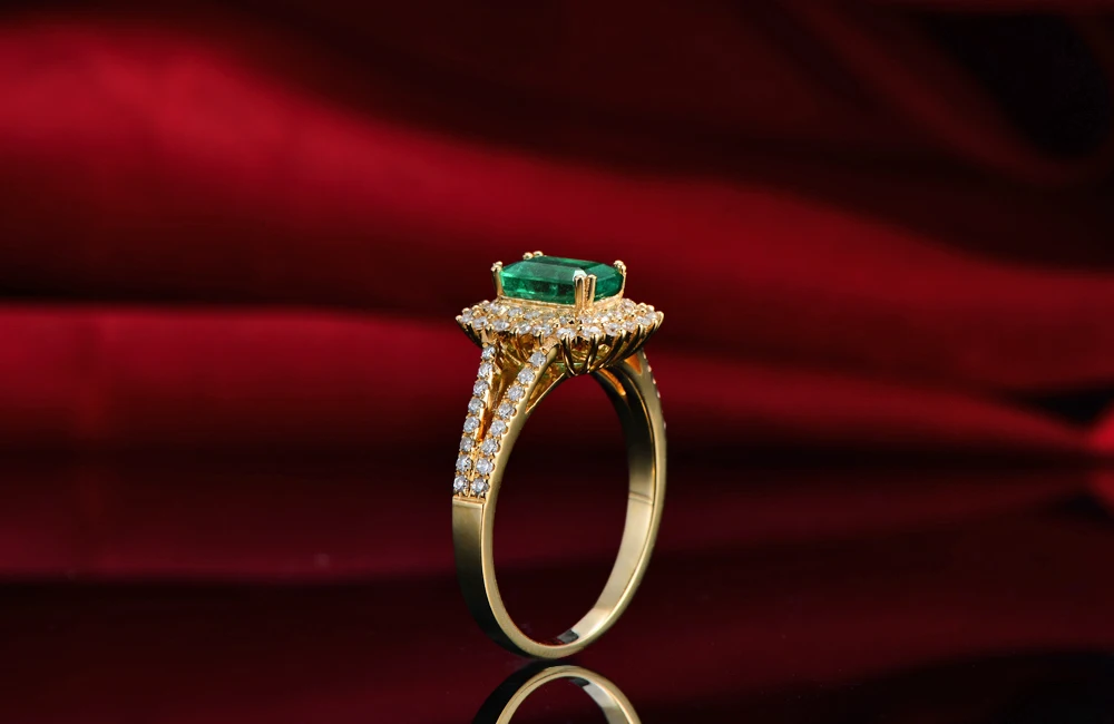 Caimao 18 К желтое золото 0.88ct колумбийский Изумрудный бриллиант обручение кольцо ювелирные украшения