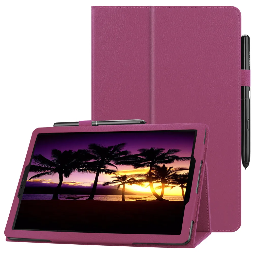 Case Cover for Samsung Galaxy Tab S4 10.5 Model SM-T830/T835/T837,Multi-Angle Stand Flip PU leather Cover S Pen Case#15 - Цвет: Purple