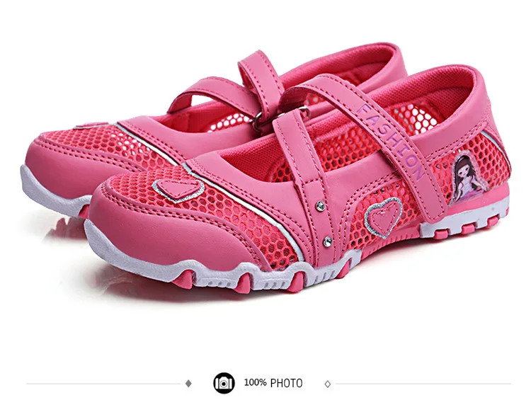 UOVO Spring Shoes For Kids Girls Princess Shoes 2020 Breathable Mesh Shoes For Little Girls Cartoon Flats Children Size 27#-33#