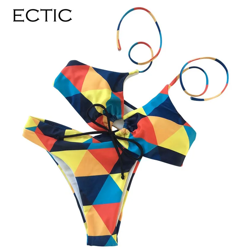 

Colorful Print Swimsuit Women Bikini Set Halter Neck Brazilian Push Up Bikini Female Bandeau Bathing Suit