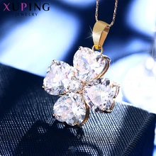 Xuping 花デザインのファッションスタイルゴールドカラーメッキネックレスペンダント女(China)