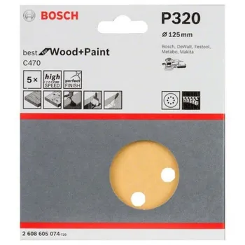 

BOSCH 2608605074 Lija Eccentric C470 125mm 8 P G320 X5
