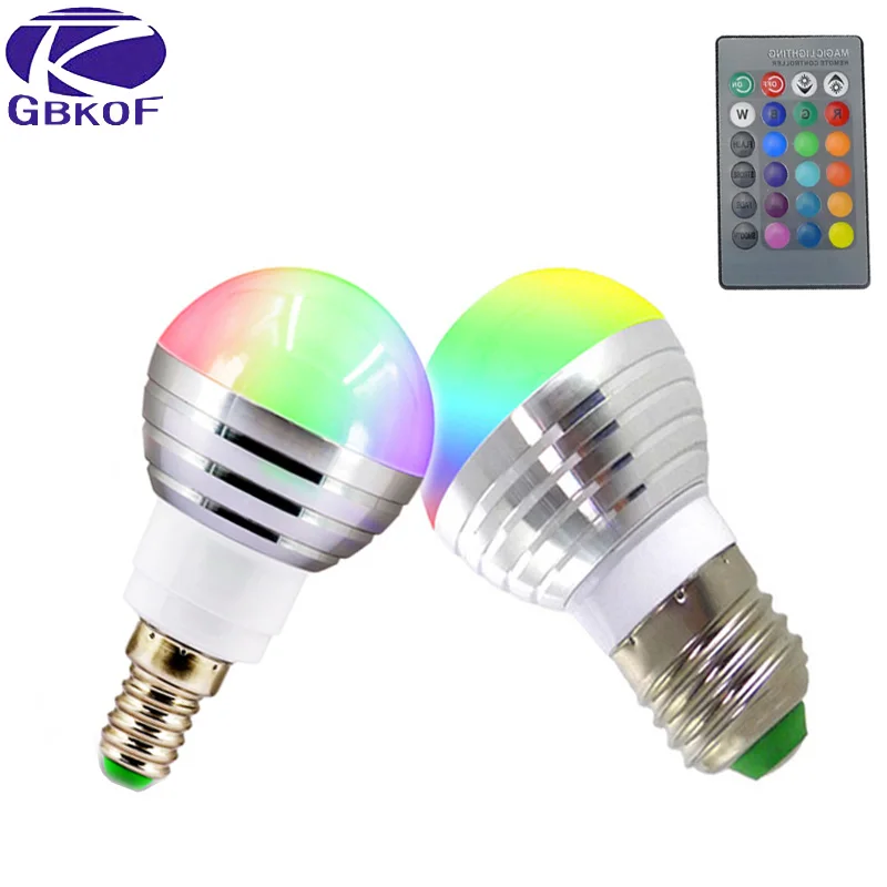 

E14 E27 Led bulb 3W 5W 7W RGB LED Lamp 220V AC110V 16 Color Changeable Light bulb dimmable ampoule globe lampada Remote Control