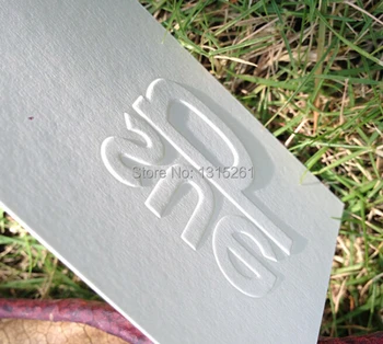 

630G cotton paper business card one side debossed LOGO without printing 1C/1C printing Square corner