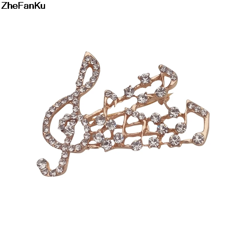 

Trendy Women's Gold Color Musical Note Charm Crystal Brooch Pin Gift Jewelry