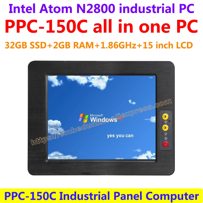 

All In One Computer 15inch Intel atom N2800 industrial panel pc with resistance touch screen 32G SSD 2G RAM affordable pc