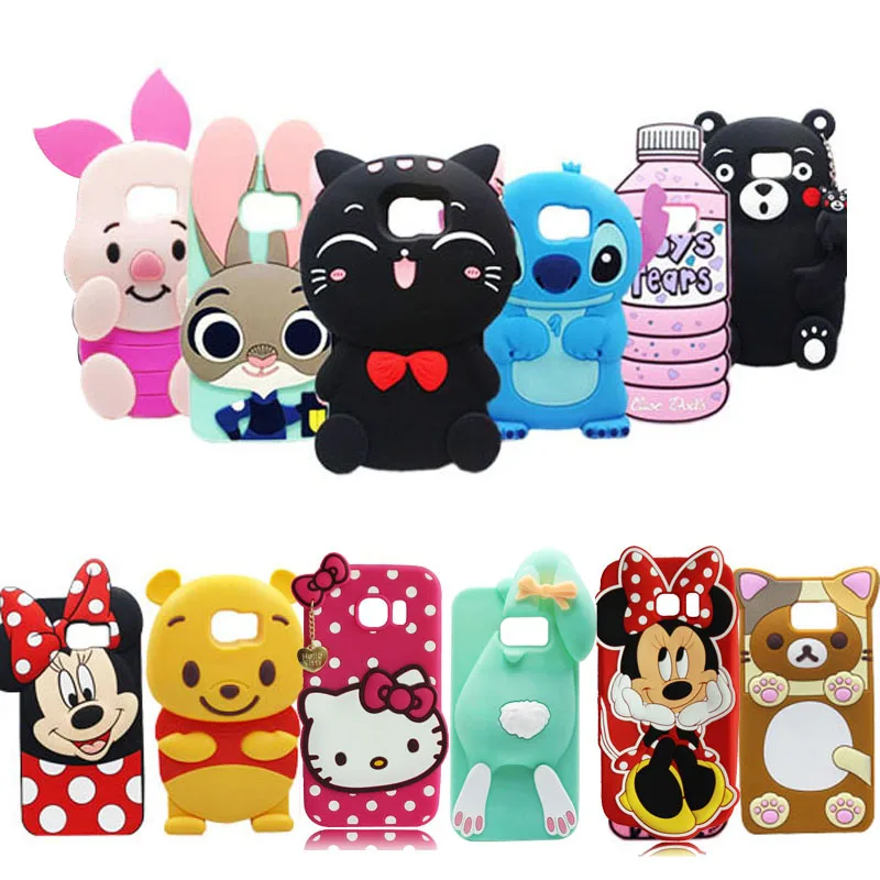 

3D Cute Cartoon Soft Silicone Case Back Cover Skin Shell Fundas For Samsung Galaxy S6 / S6 edge / S7 / S7 edge Fundas