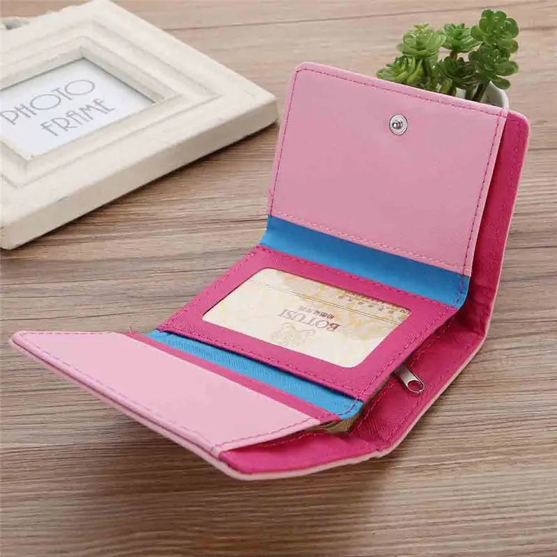 Lady Short Cartoon Print Coin Purse Solid Color Small Wallet Card women's wallet clutch portfel cuzdan billetera carteira 40MA1912