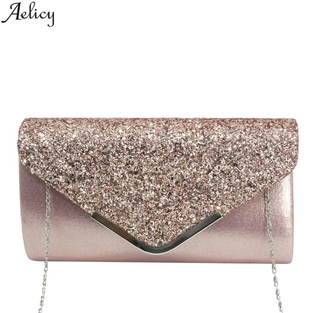 

Aelicy Women Sequins Chains Minaudiere Evening Party Phone Hand Bag High Quality Designed Elegant Solid Crossbody Bag New
