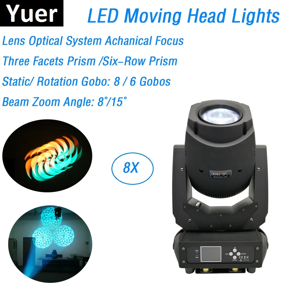 8 шт./упаковка светодиодный прожектор 200 Вт DMX512 с движущейся головкой 100 240 В|Эффект