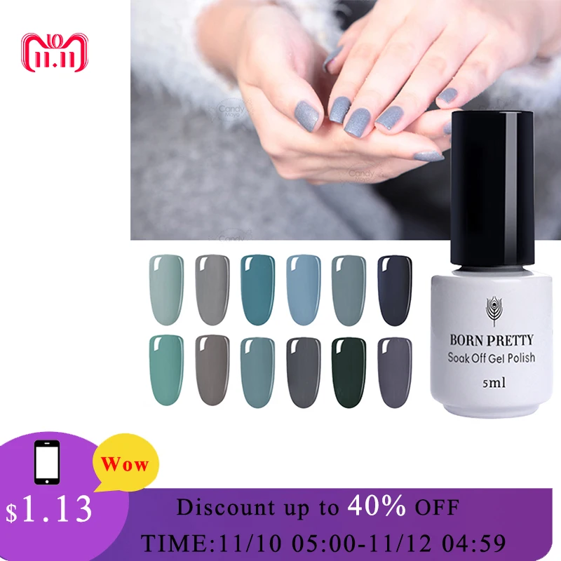 

BORN PRETTY Chic Grey Series Nail Gel Polish 5ml Soak Off Long Lasting LED Lamp UV Gel Lacquer Manicure DIY Art Varnish