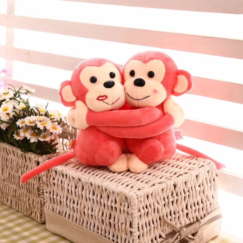 2021 2017NEW20cm Lovely Couple Hug Monkey Plush Toy, Sweetheart Monkey Stuffed Animal, Monkey