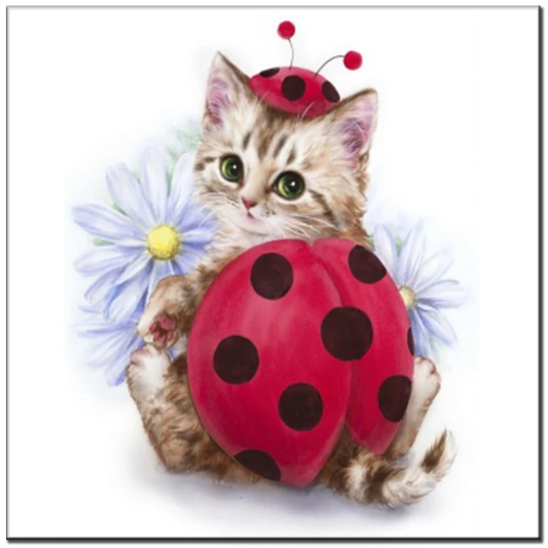 WELLCOLOR cute Ladybug cat Diamond Mazayka DIY 5D Diamond Painting Embroidery Rhinestone 3D Diamond Mosaic picture for sale new (3)