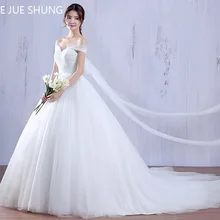 E JUE SHUNG, белое Тюлевое милое бальное платье, простые дешевые свадебные платья, свадебные платья со шнуровкой на спине, abito da sposa