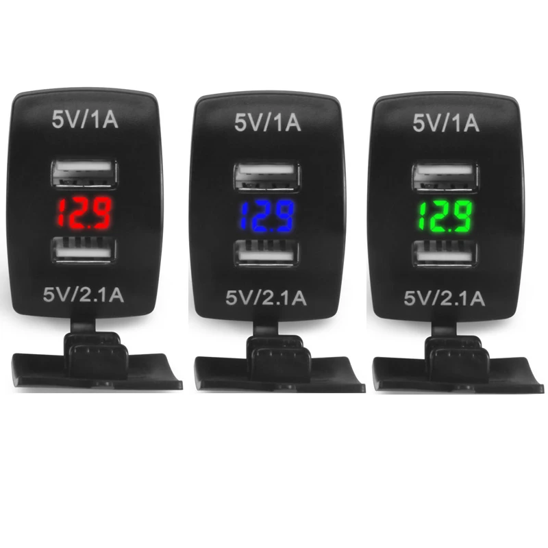 

1Pc Waterproof Motorcycle Car Charger 12V-24V 3.1A Universal Dual USB Charger LED Digital Display Voltmeter Charging Socket