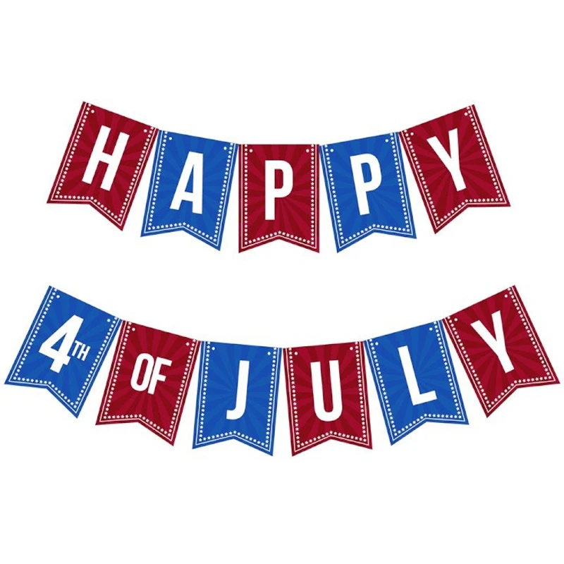 

1 Set Creative Happy 4th of July Banner Patriotic Sign Independent Day Garland Hanging Decoration banner
