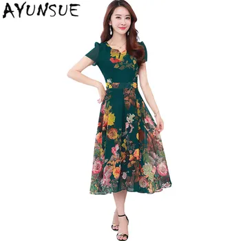 

Bohemian V-neck Green Slim Robe Femme Vintage Dress Chiffon Vestido Floral Summer Women Beach Dress Plus Size 4XL Dresses FYY465
