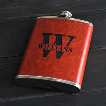 

Personalized Engraved Flask Leather Wedding Gift Hip Flask Custom Hip Flask