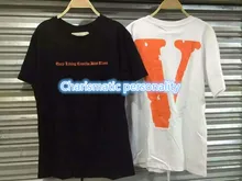 2016 neueste 1 west vlone X off VV hite V brief t-shirt Hiphop Mode Lässig oversize verlängerung baumwolle t Schwarz weiß S-XL