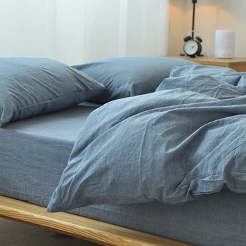 

Luxury Washed Cotton White/Red Solid Color Bedding Set Fitted Sheet Set Soft Cozy Warm Comforter 4pcs Duvet Cover Set Boy Girl
